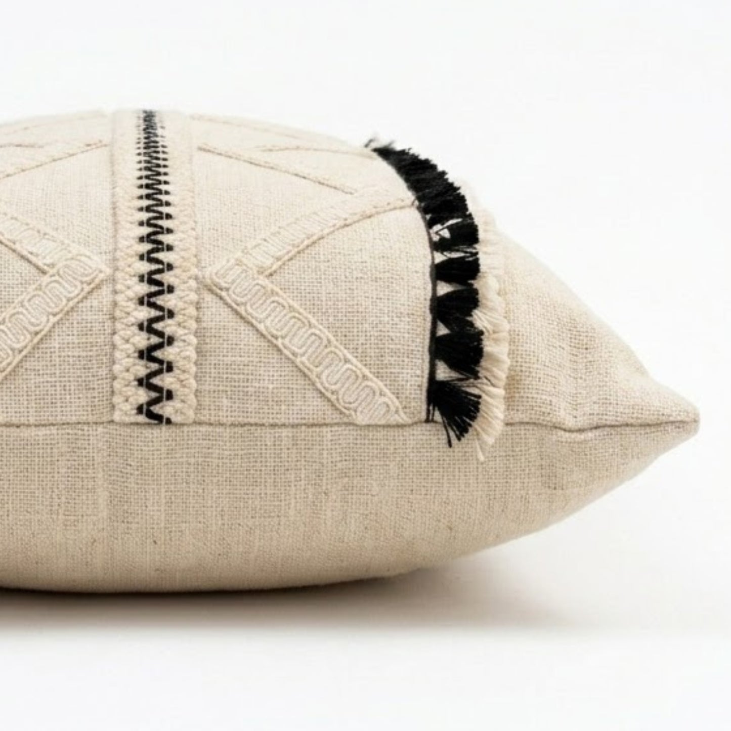 Lume Rectangular 14x20 inch Cushion | Off-white & Black Throw Pillow