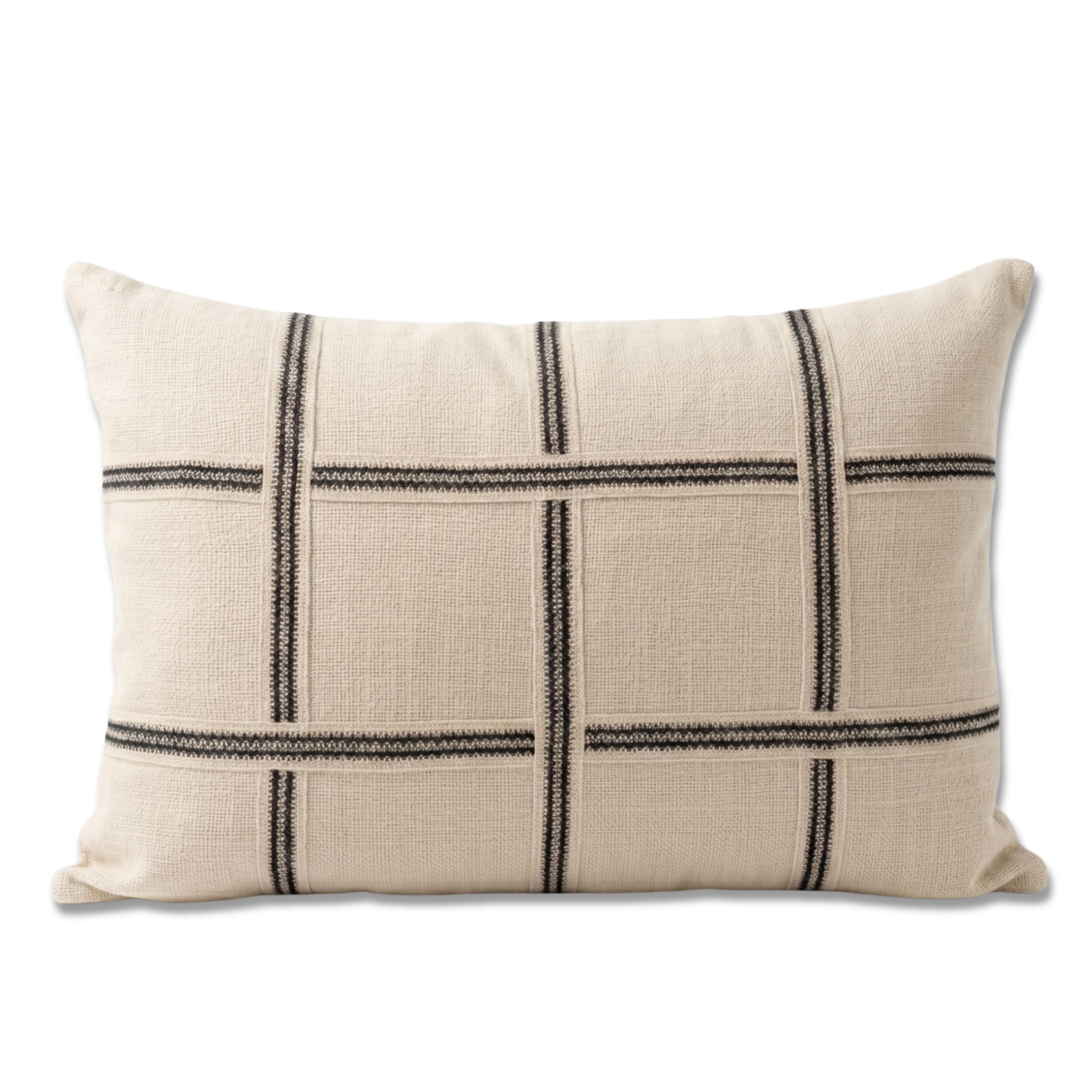 Forme Rectangular 14x20 inch Cushion | Off-white & Black Throw pillow
