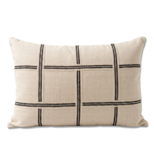 Forme Rectangular 14x20 inch Cushion | Off-white & Black Throw pillow